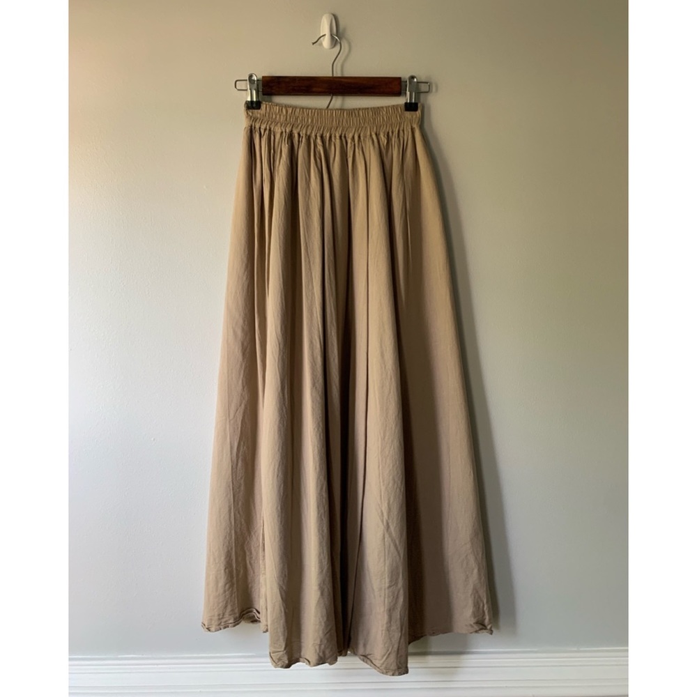long tan neutral lined skirt